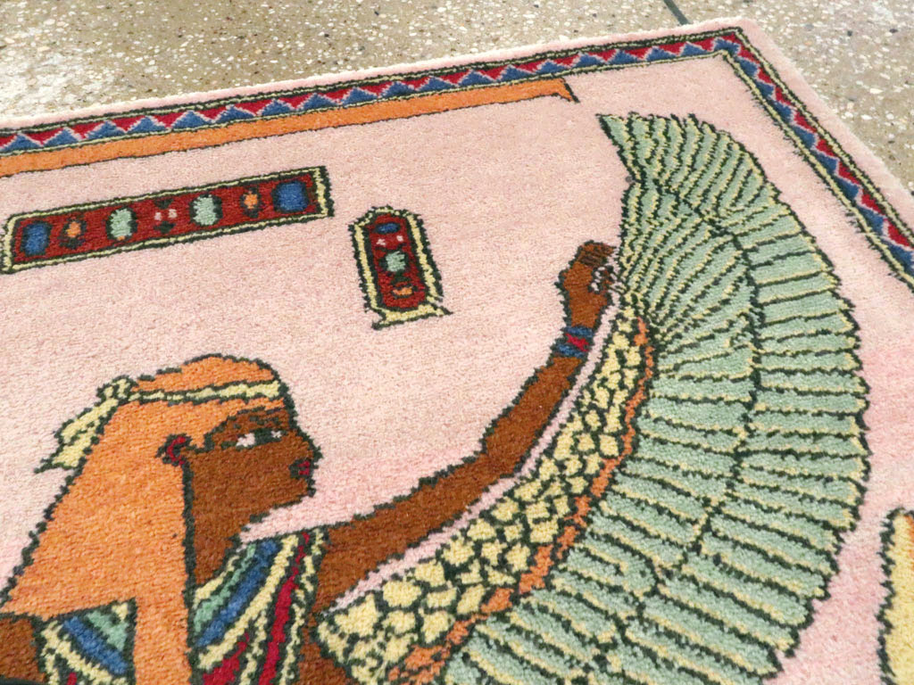 Vintage Goddess Isis Egyptian Pictorial Rug, No.25727 - Staging