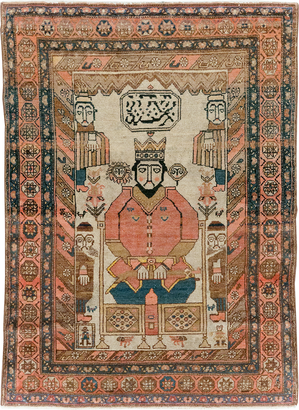 Antique Persian Pictorial Malayer Rug, No.25808 - Staging
