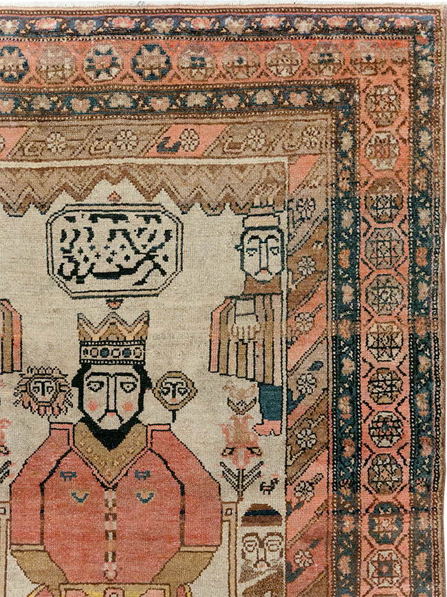 Antique Persian Pictorial Malayer Rug, No.25808 - Staging