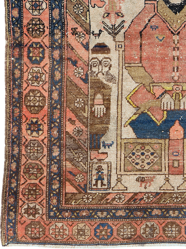 Antique Persian Pictorial Malayer Rug, No.25808 - Staging