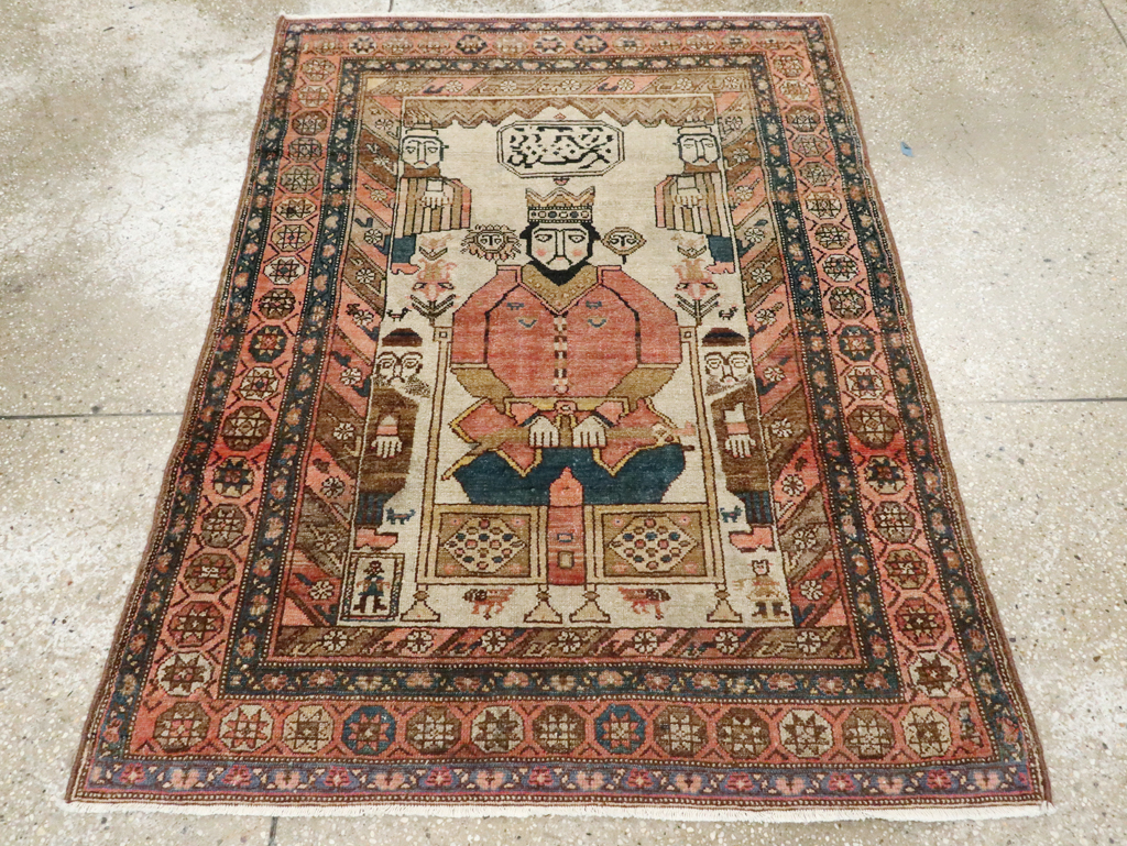 Antique Persian Pictorial Malayer Rug, No.25808 - Staging