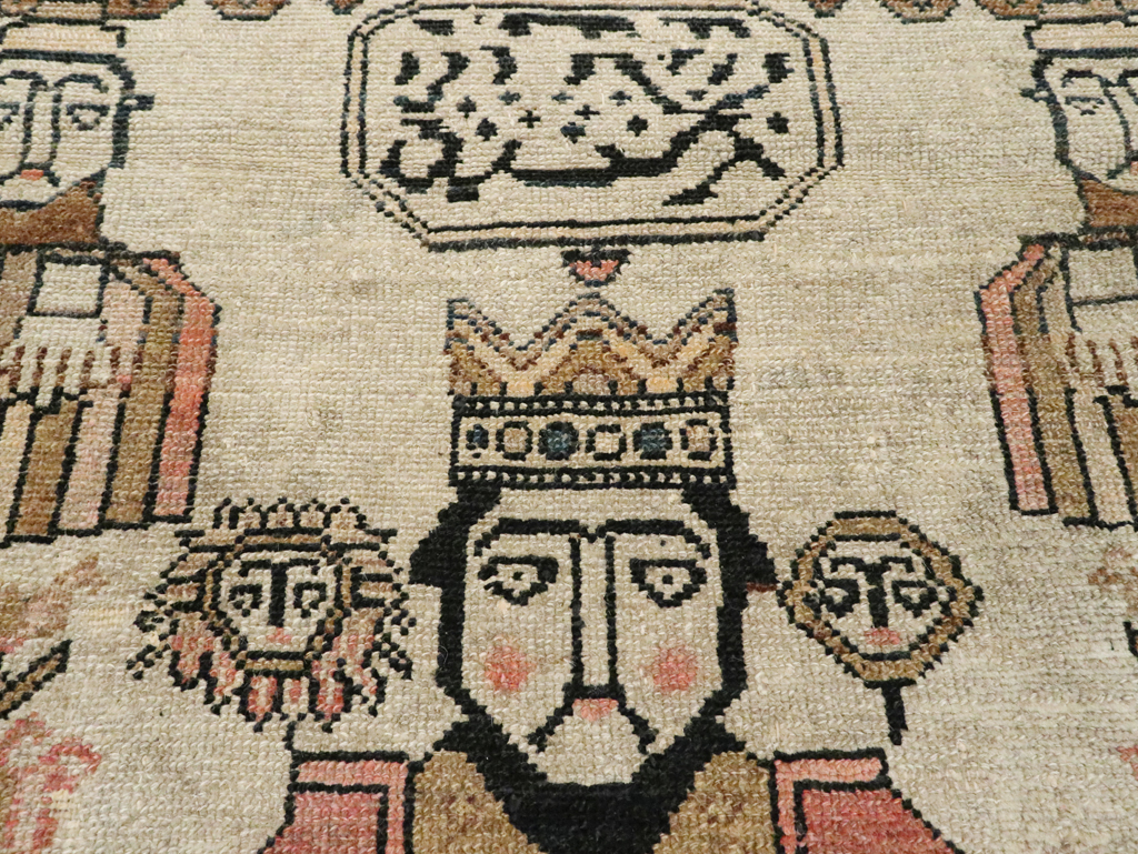 Antique Persian Pictorial Malayer Rug, No.25808 - Staging