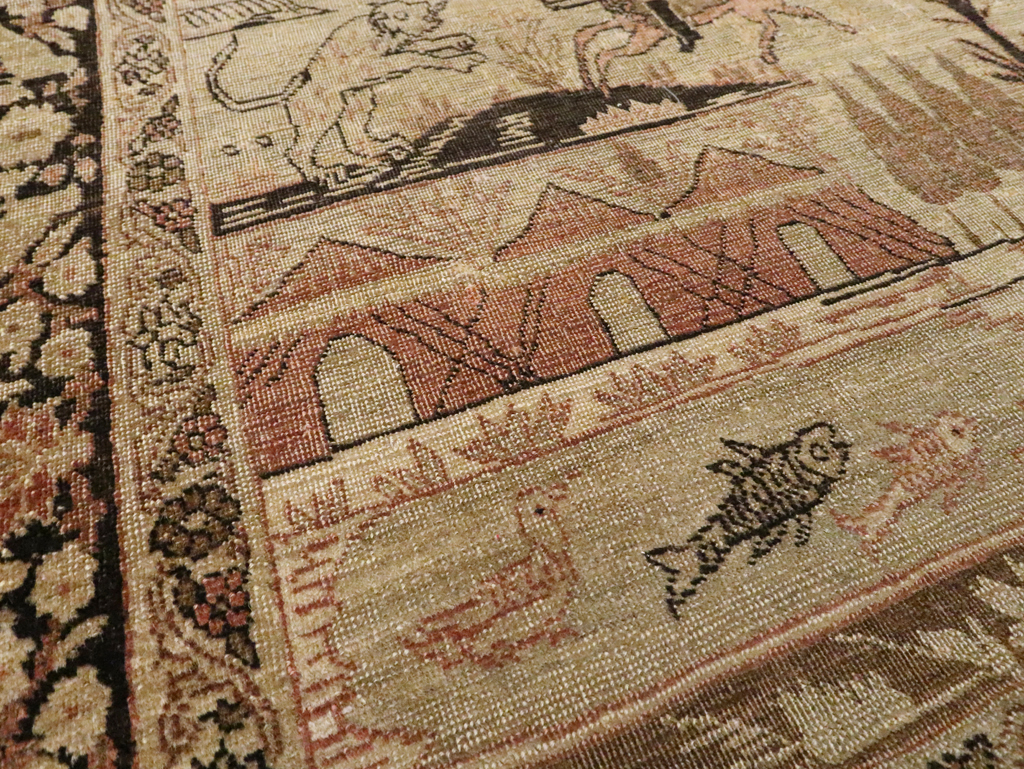 Antique Persian Pictorial Tabriz Rug, No.25828 - Staging