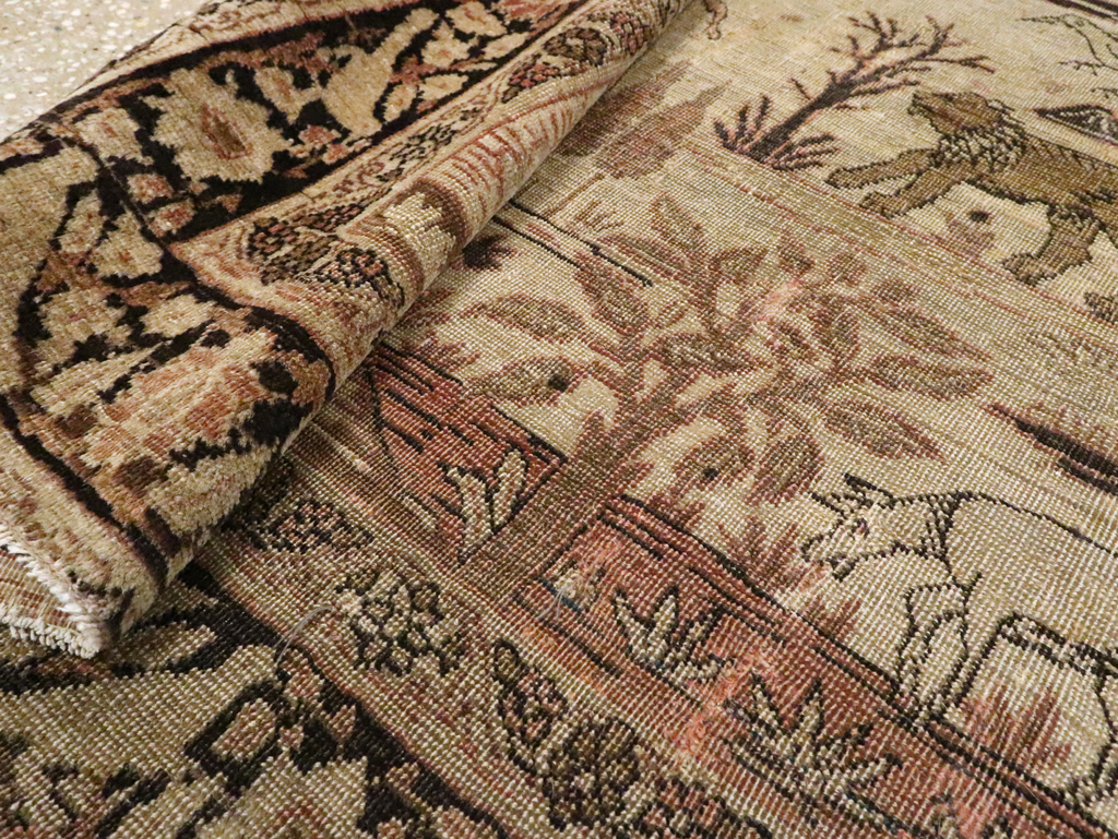 Antique Persian Pictorial Tabriz Rug, No.25828 - Staging