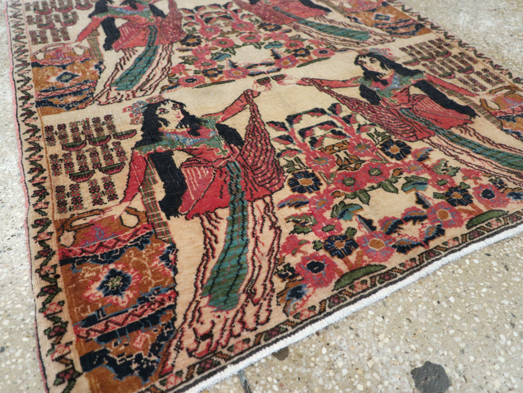 Vintage Persian Tabriz Pictorial Rug, No.25829 - Staging