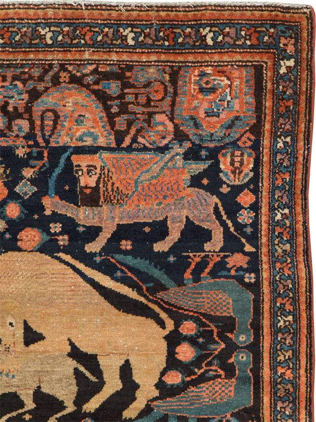 Antique Persian Malayer Pictorial Rug, No.25857 - Staging