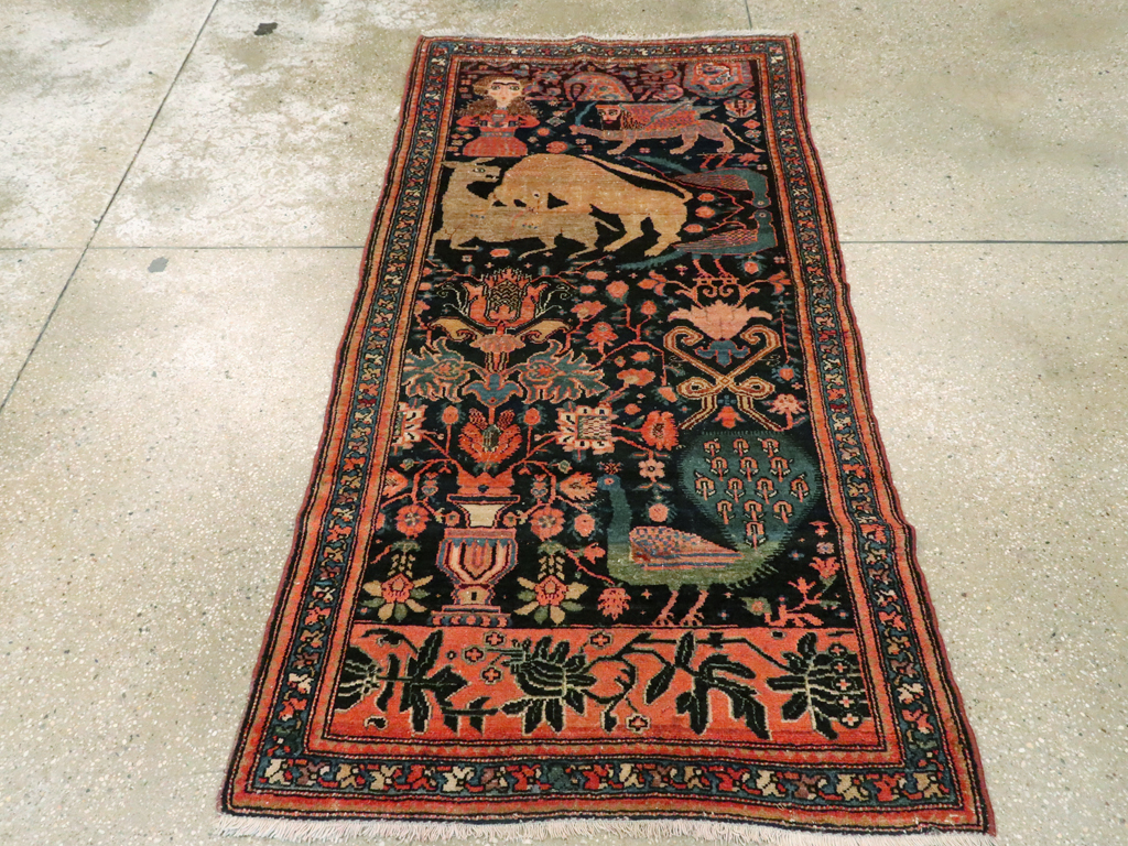 Antique Persian Malayer Pictorial Rug, No.25857 - Staging