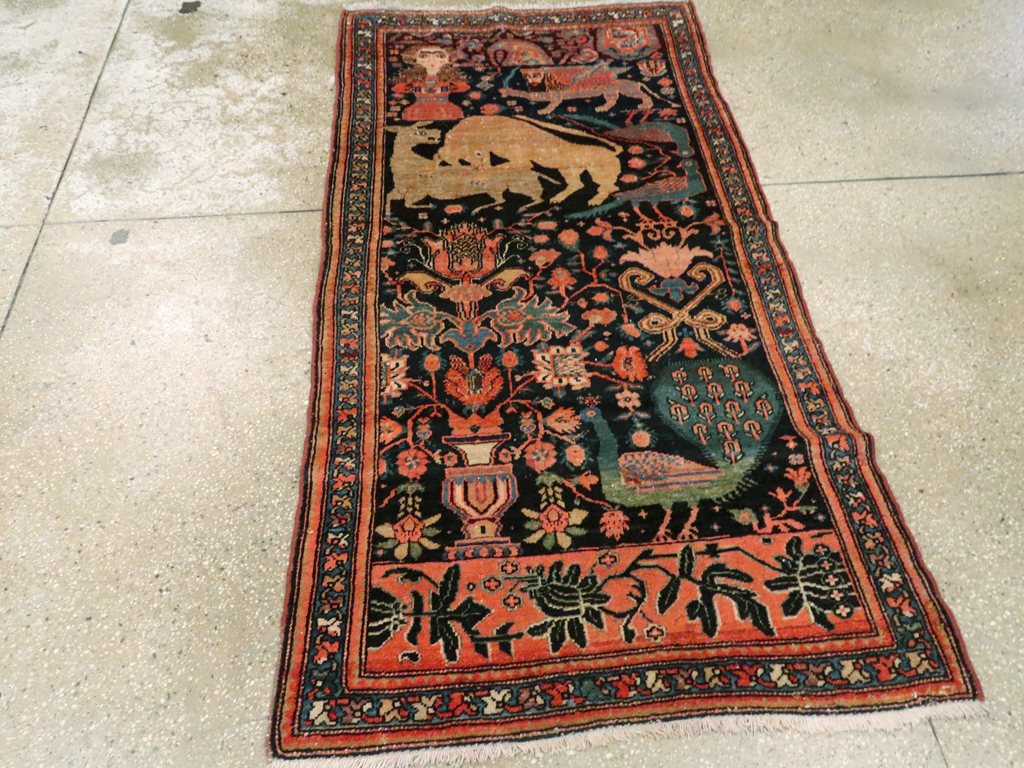 Antique Persian Malayer Pictorial Rug, No.25857 - Staging