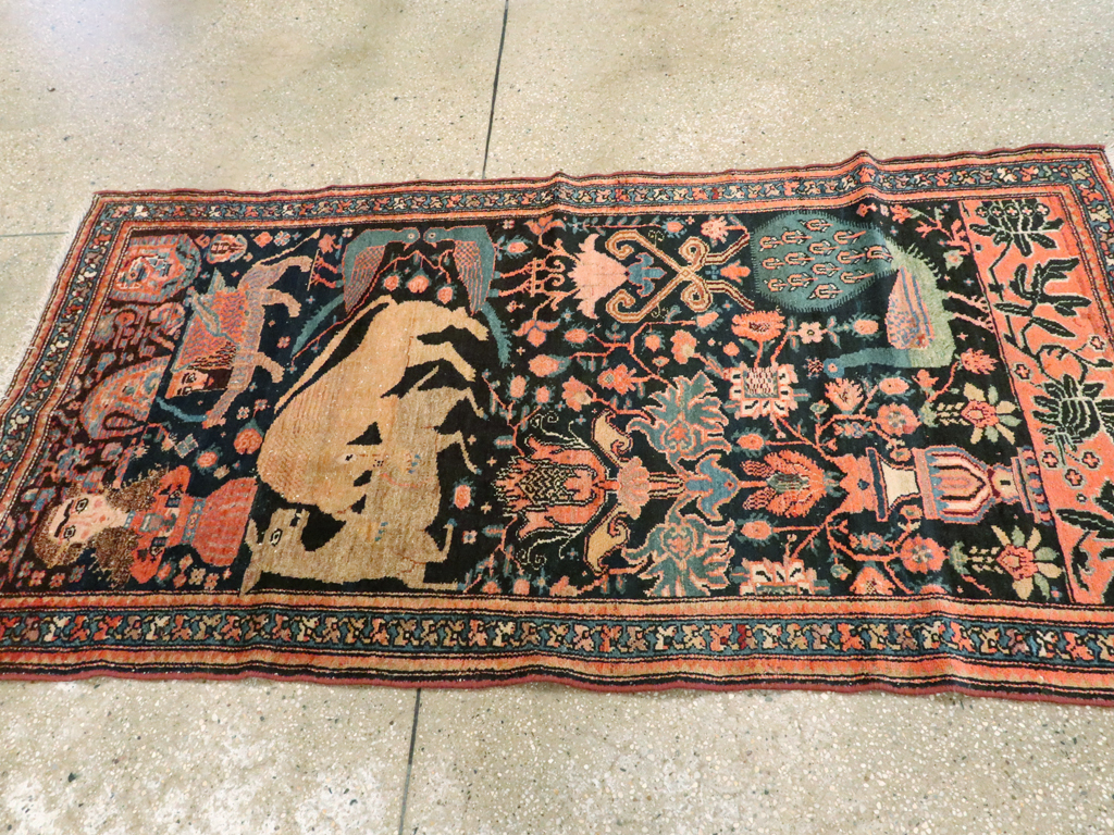 Antique Persian Malayer Pictorial Rug, No.25857 - Staging