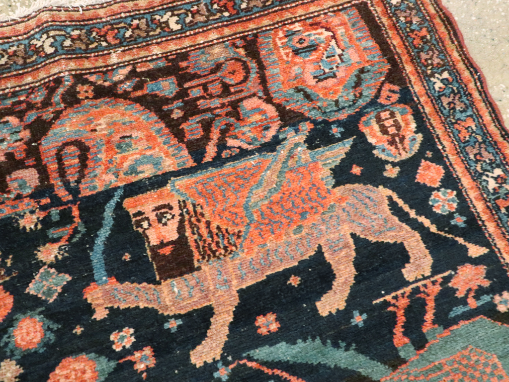 Antique Persian Malayer Pictorial Rug, No.25857 - Staging