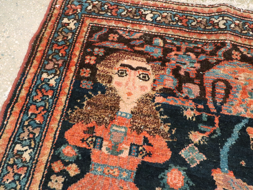 Antique Persian Malayer Pictorial Rug, No.25857 - Staging