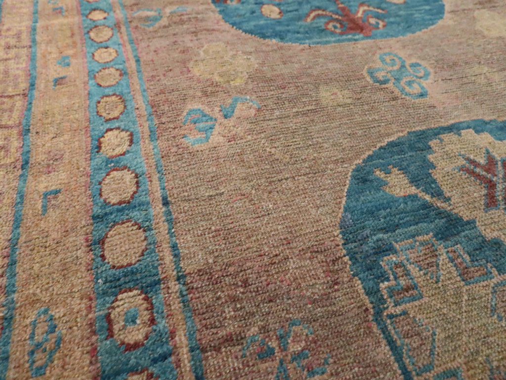 Antique East Turkestan Khotan Accent Rug, No.25862 - Staging