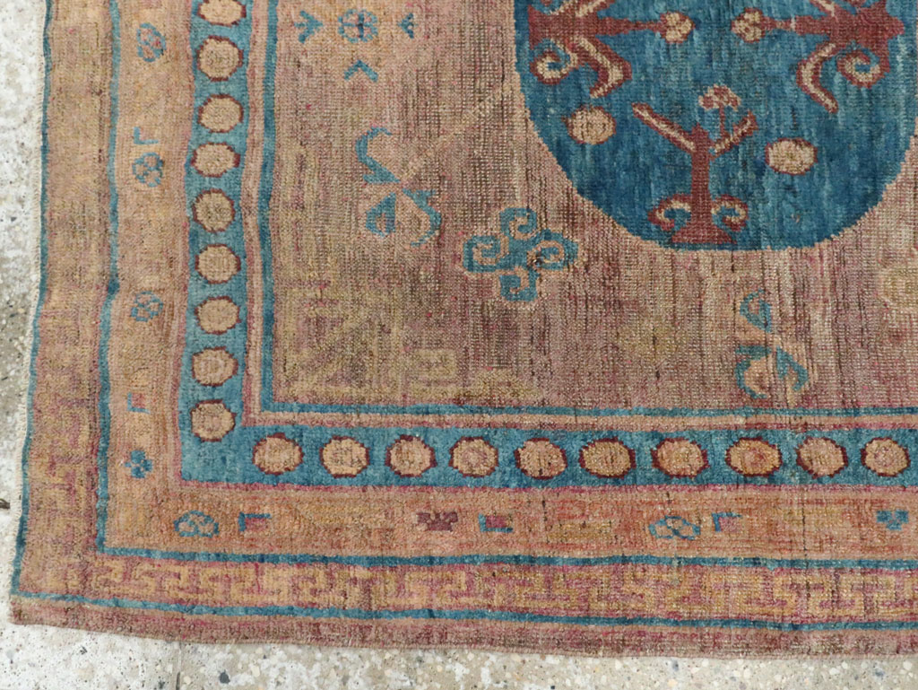 Antique East Turkestan Khotan Accent Rug, No.25862 - Staging