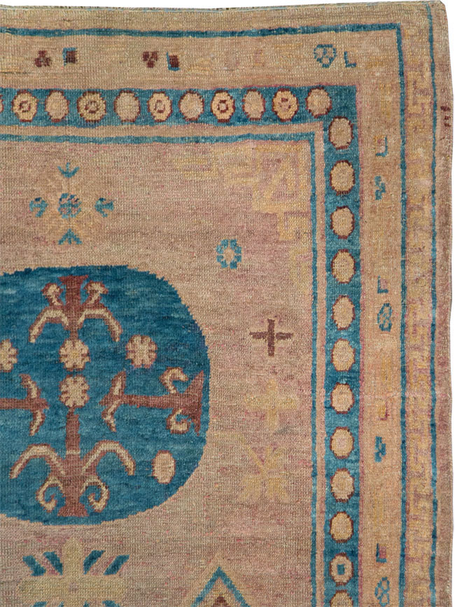 Antique East Turkestan Khotan Accent Rug, No.25862 - Staging