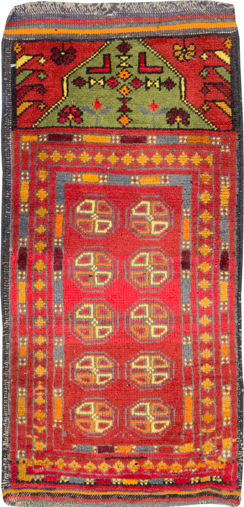 Vintage Central Asian Turkoman Tribal Throw Rug, No.25864 - Staging