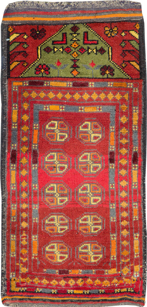 Vintage Persian Turkoman Tribal Throw Rug, No.25864 - Staging