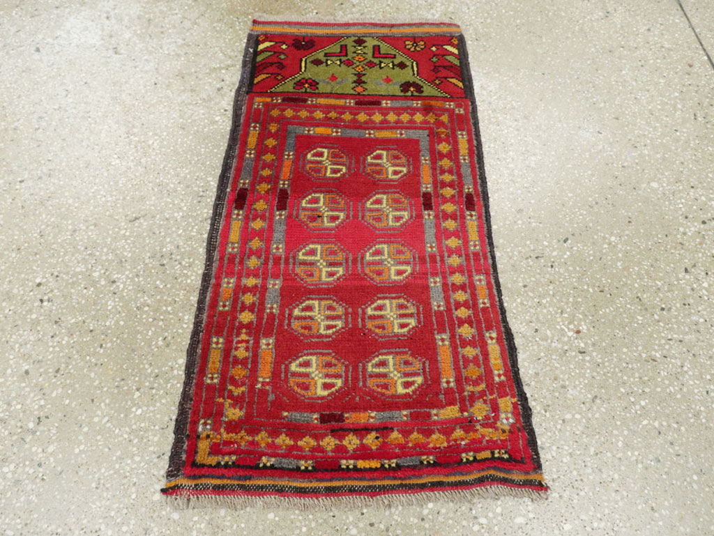 Vintage Persian Turkoman Tribal Throw Rug, No.25864 - Staging