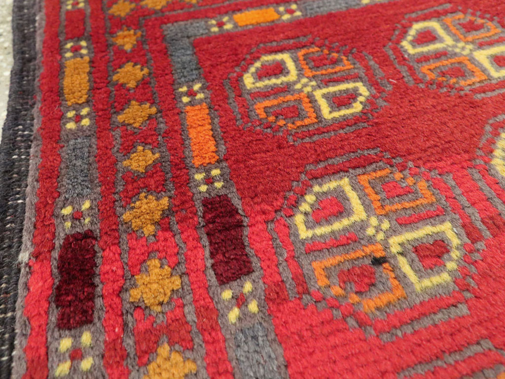 Vintage Persian Turkoman Tribal Throw Rug, No.25864 - Staging