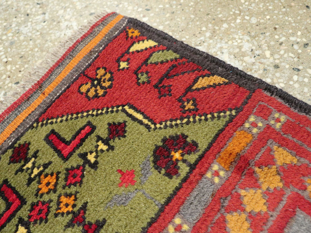 Vintage Persian Turkoman Tribal Throw Rug, No.25864 - Staging