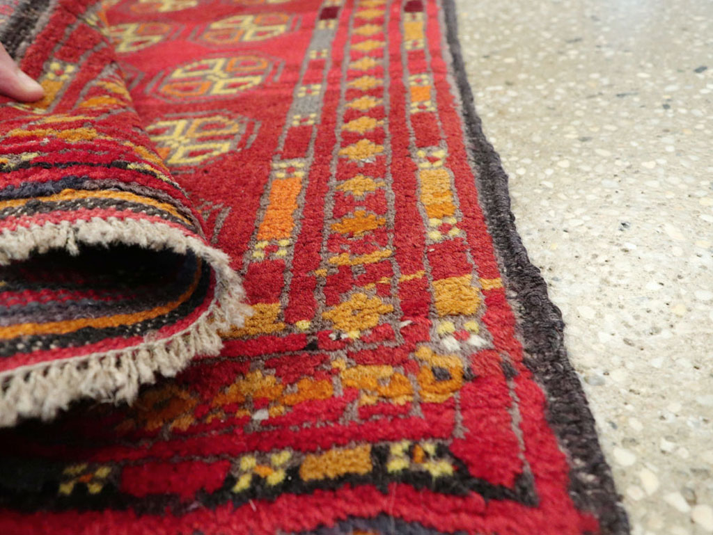 Vintage Persian Turkoman Tribal Throw Rug, No.25864 - Staging