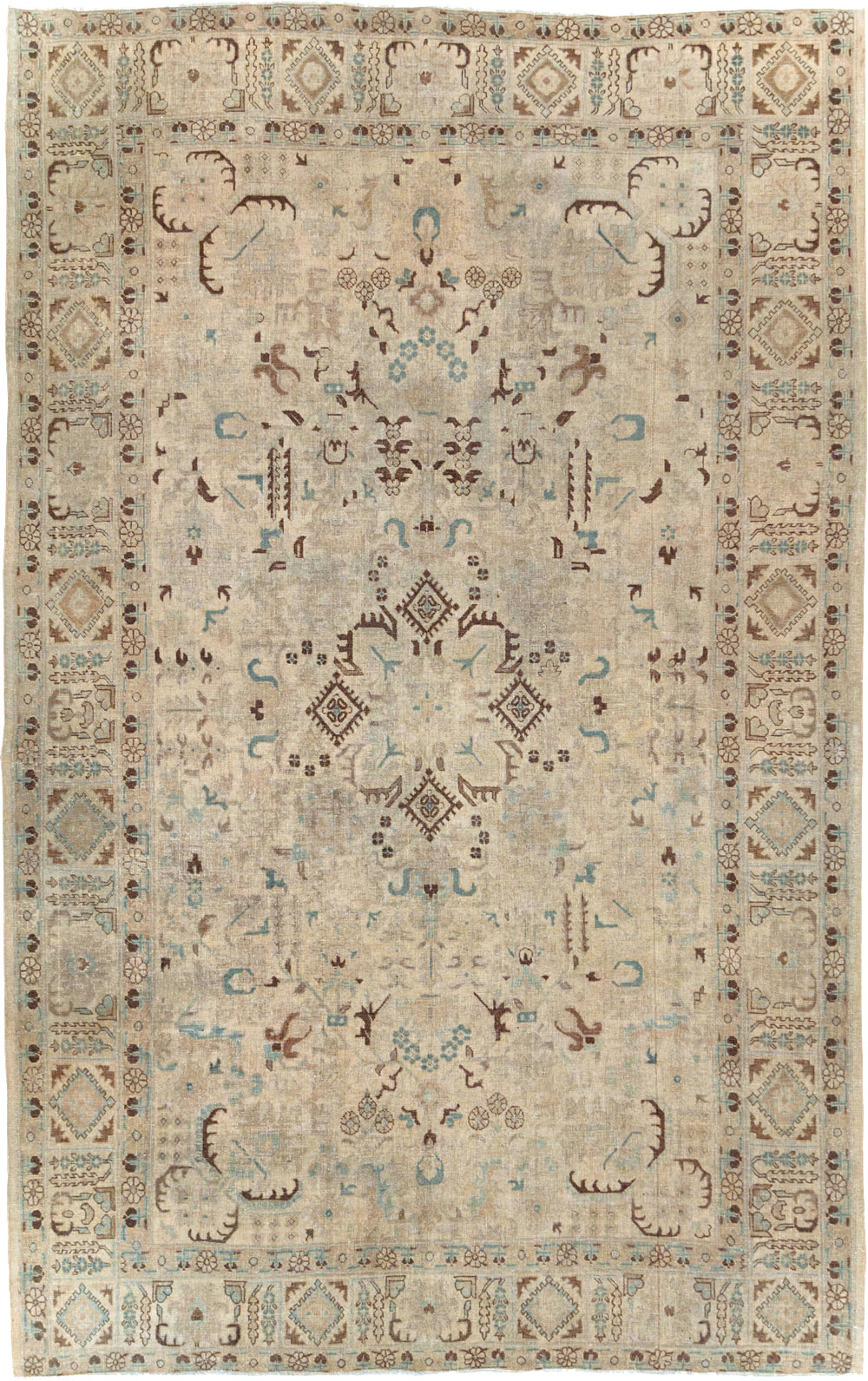 Vintage Persian Tabriz Accent Carpet, No.25867 - Staging