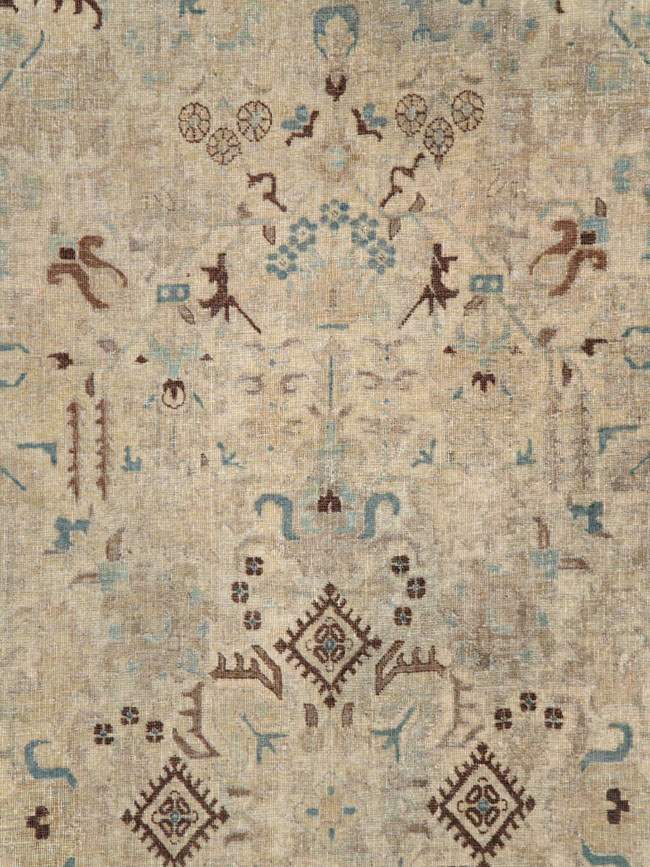 Vintage Persian Tabriz Accent Carpet, No.25867 - Staging