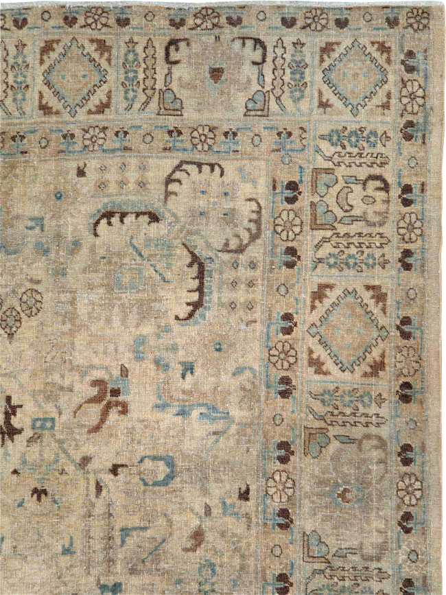 Vintage Persian Tabriz Accent Carpet, No.25867 - Staging