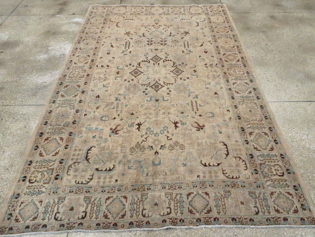 Vintage Persian Tabriz Accent Carpet, No.25867 - Staging