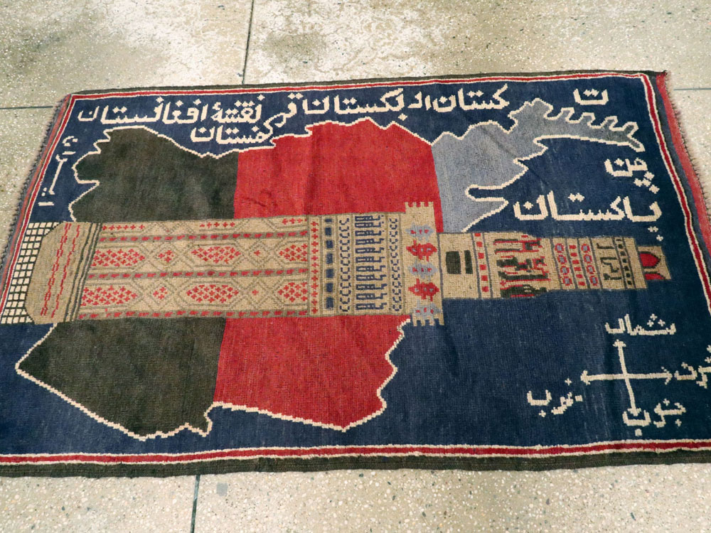 Vintage Afghan Pictorial Map Rug, No.25870 - Staging
