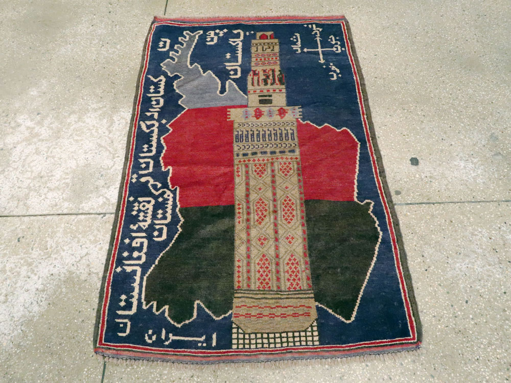 Vintage Afghan Pictorial Map Rug, No.25870 - Staging