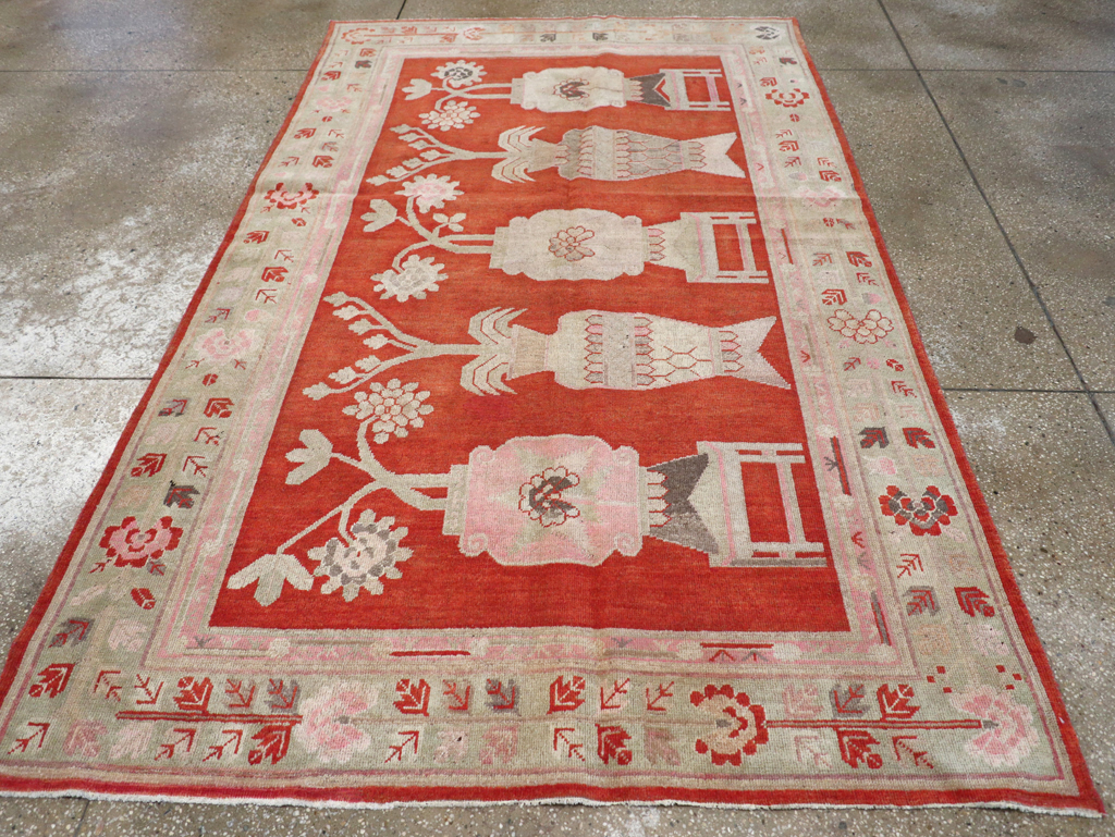 Vintage East Turkestan Khotan Pictorial Rug, No.25881 - Staging