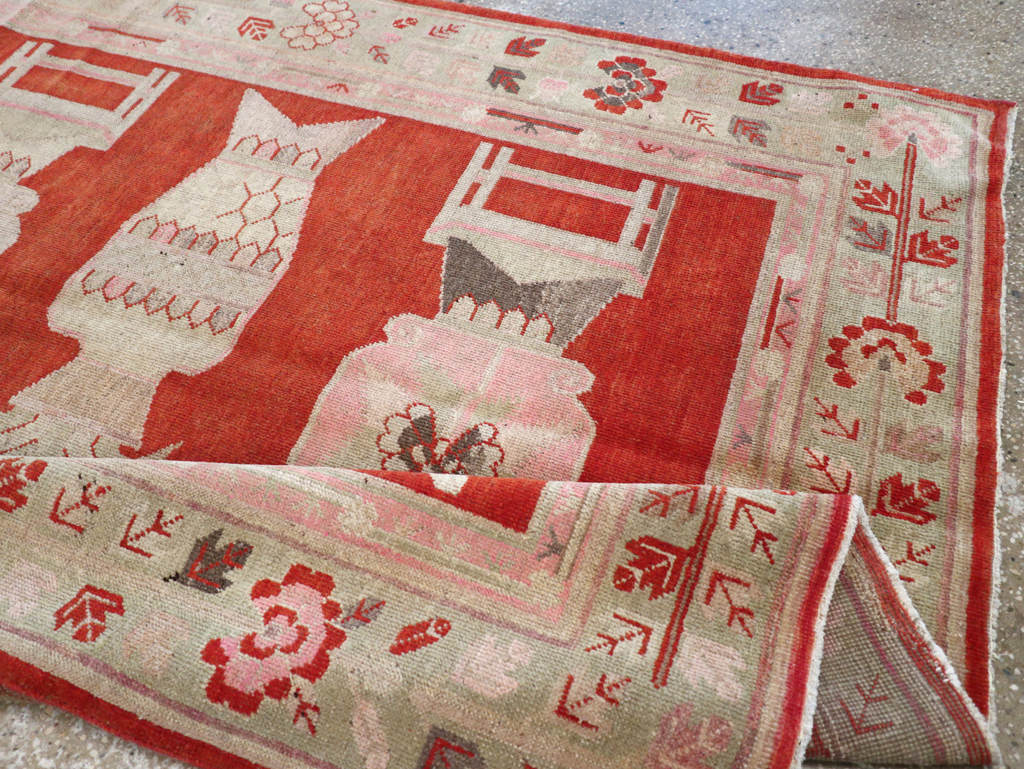 Vintage East Turkestan Khotan Pictorial Rug, No.25881 - Staging