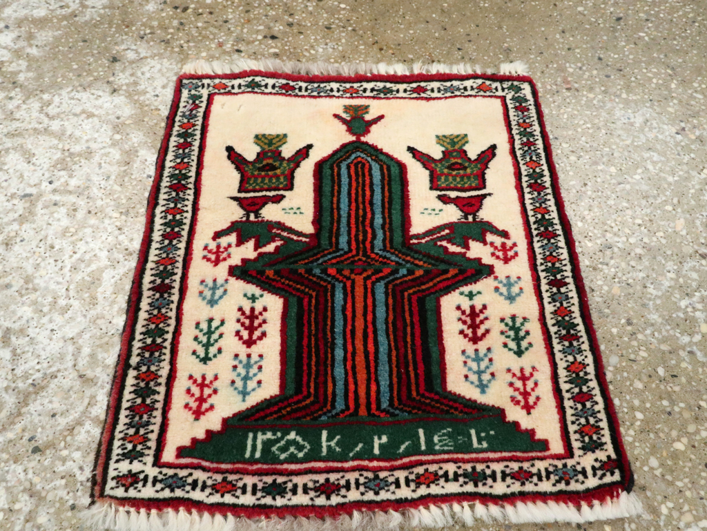 Vintage Persian Pictorial Baluch rug, No.25887 - Staging