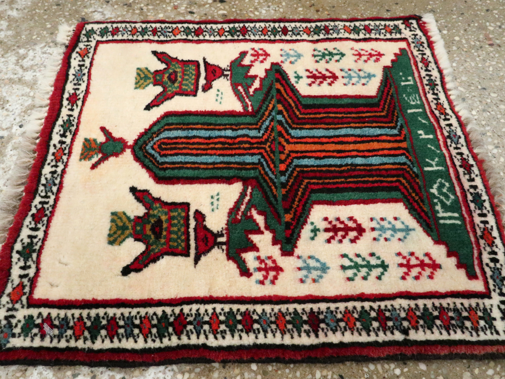 Vintage Persian Pictorial Baluch rug, No.25887 - Staging