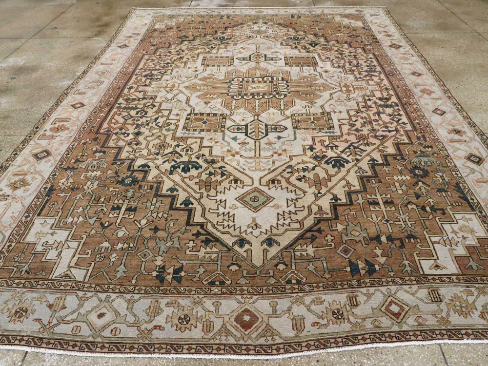 Antique Persian Heriz Carpet, No.25894 - Staging