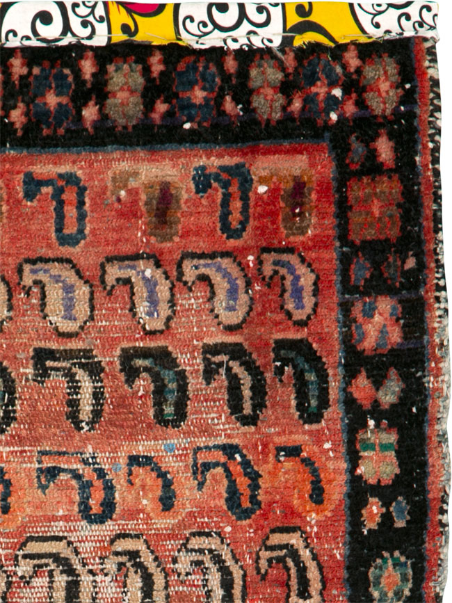 Vintage Persian Hamadan Distressed Rug, No.25926 - Staging