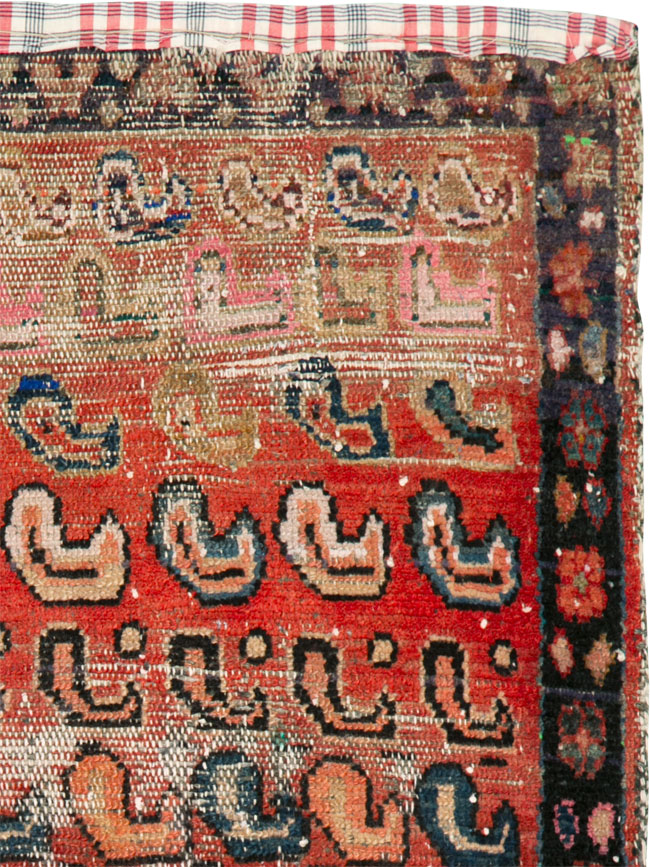 Vintage Persian Hamadan Distressed Rug, No.25926 - Staging