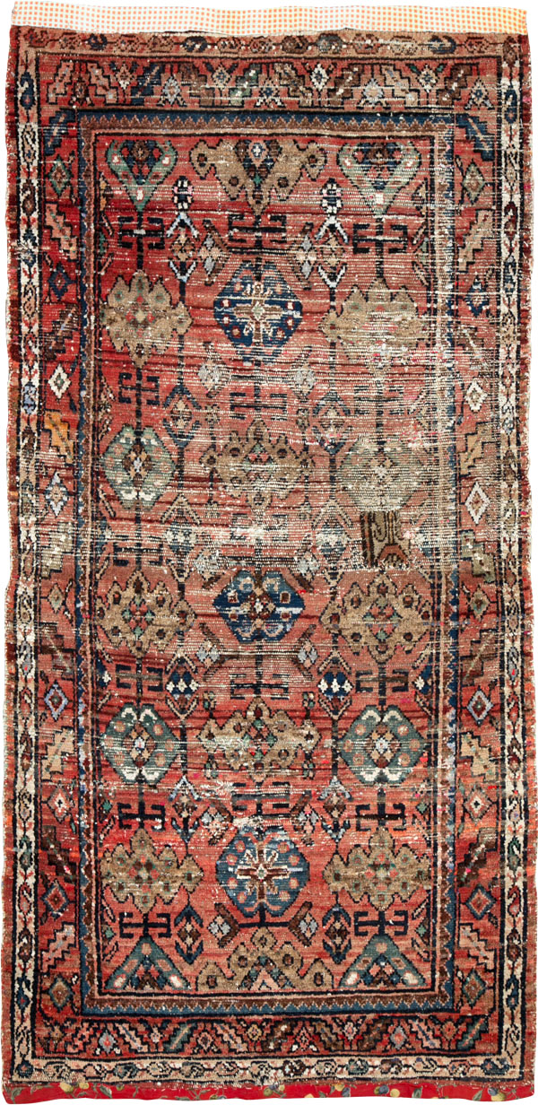 Vintage Persian Hamadan Distressed Rug, No.25928 - Staging