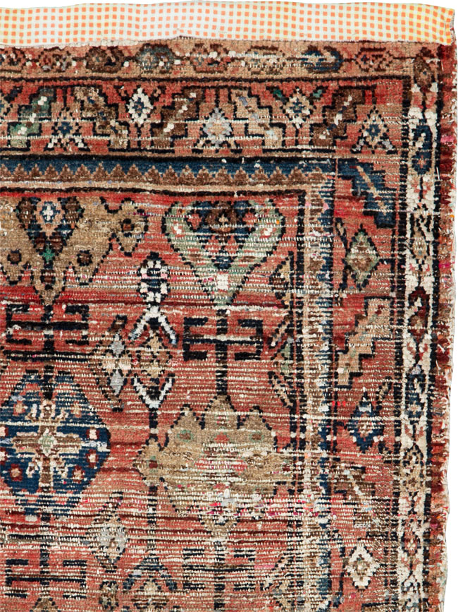 Vintage Persian Hamadan Distressed Rug, No.25928 - Staging