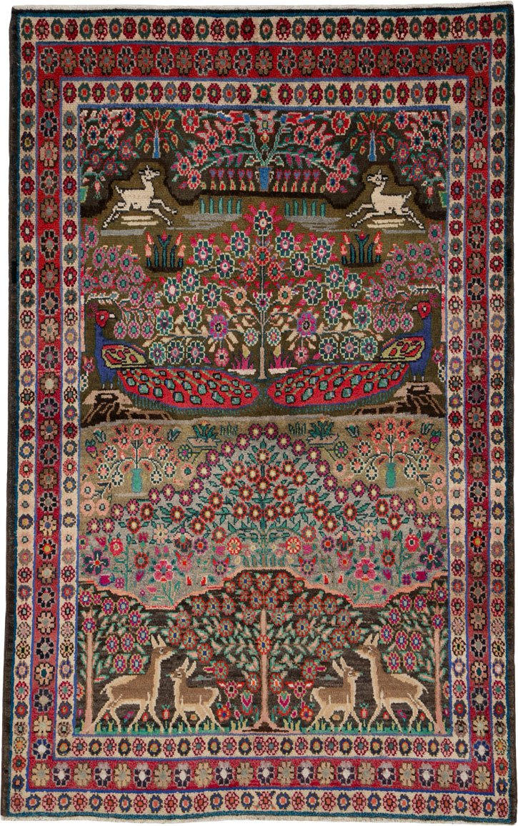 Vintage Persian Hamadan Rug, No.25942 - Staging