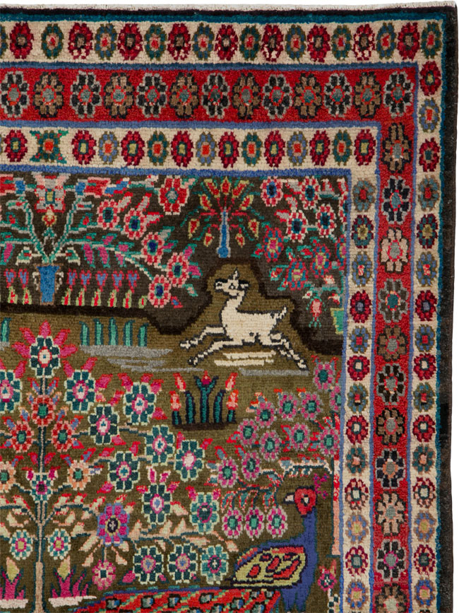 Vintage Persian Hamadan Rug, No.25942 - Staging