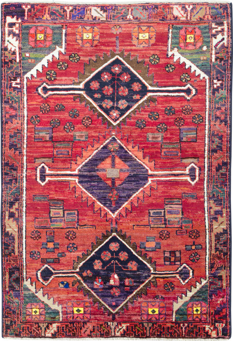 Vintage Persian Kurd Throw Rug, No.25956 - Staging
