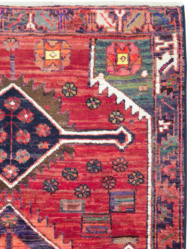 Vintage Persian Kurd Throw Rug, No.25956 - Staging