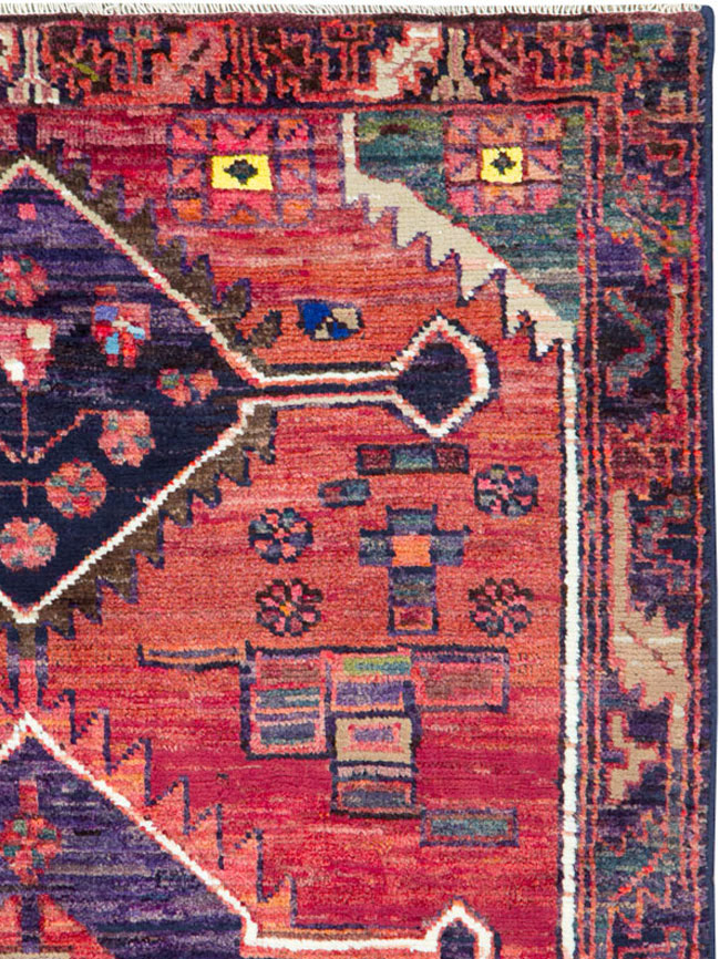 Vintage Persian Kurd Throw Rug, No.25956 - Staging