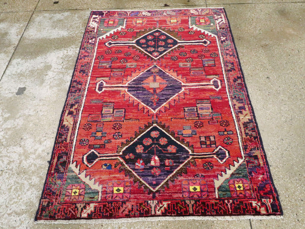 Vintage Persian Kurd Throw Rug, No.25956 - Staging