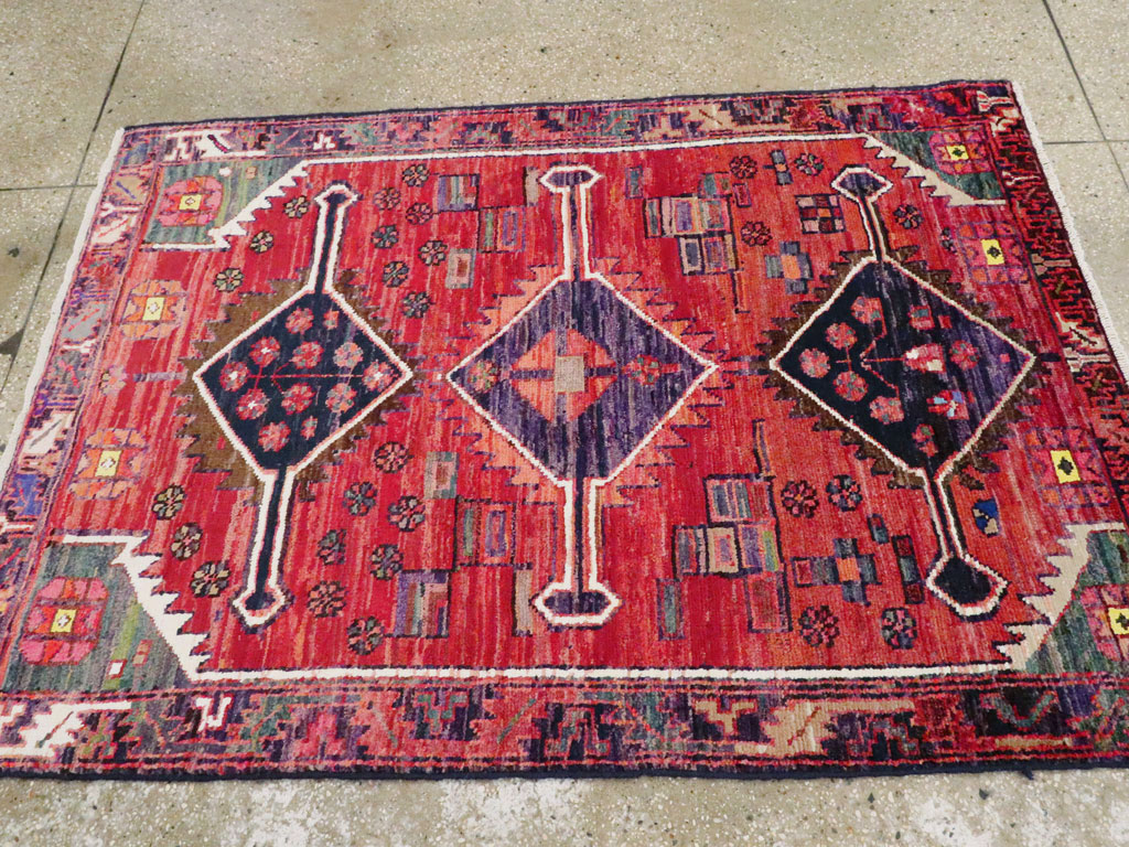Vintage Persian Kurd Throw Rug, No.25956 - Staging