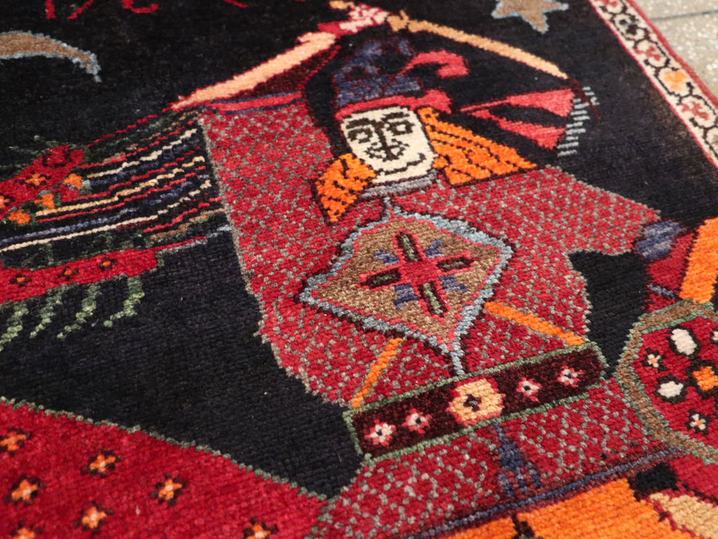 Vintage Persian Pictorial Hamadan Rug, No.25979 - Staging