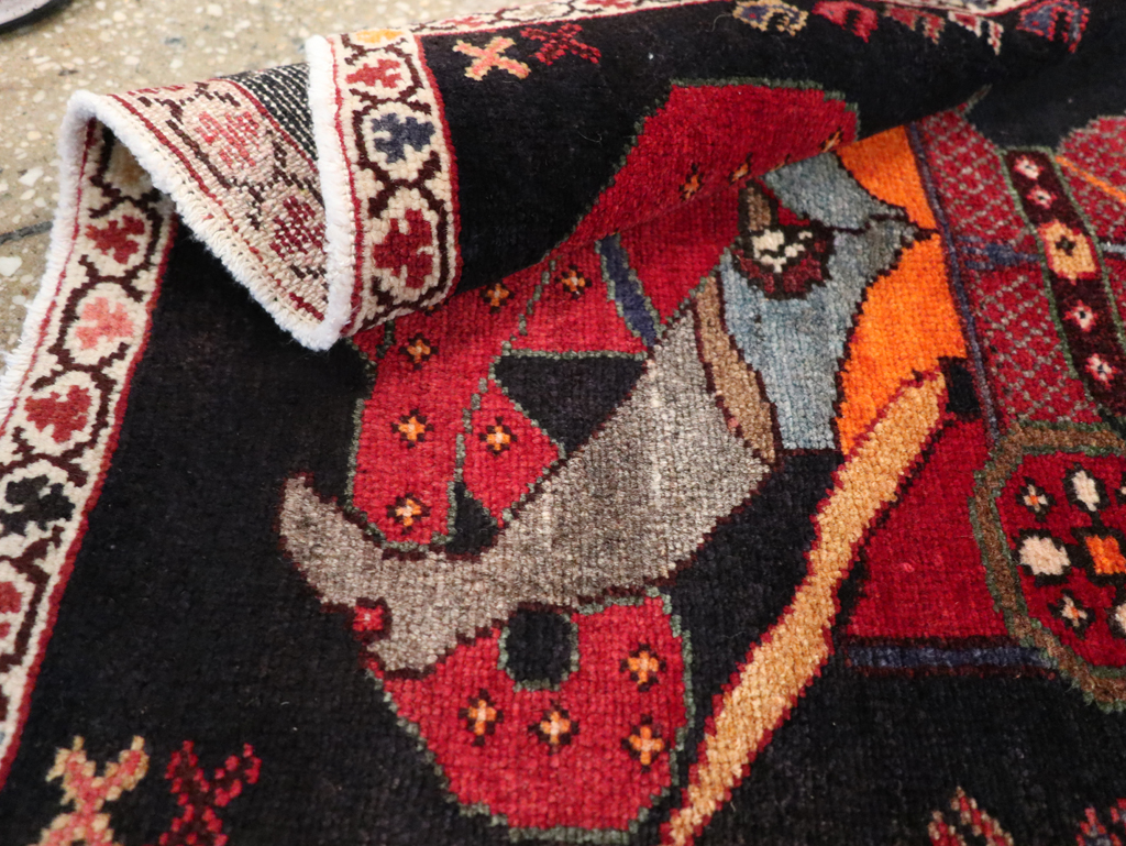 Vintage Persian Pictorial Hamadan Rug, No.25979 - Staging