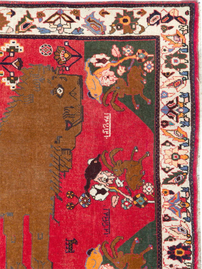 Vintage Persian Pictorial Shiraz Rug, No.25985 - Staging