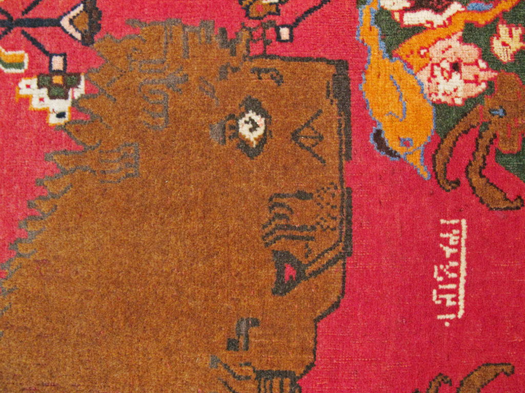 Vintage Persian Pictorial Shiraz Rug, No.25985 - Staging